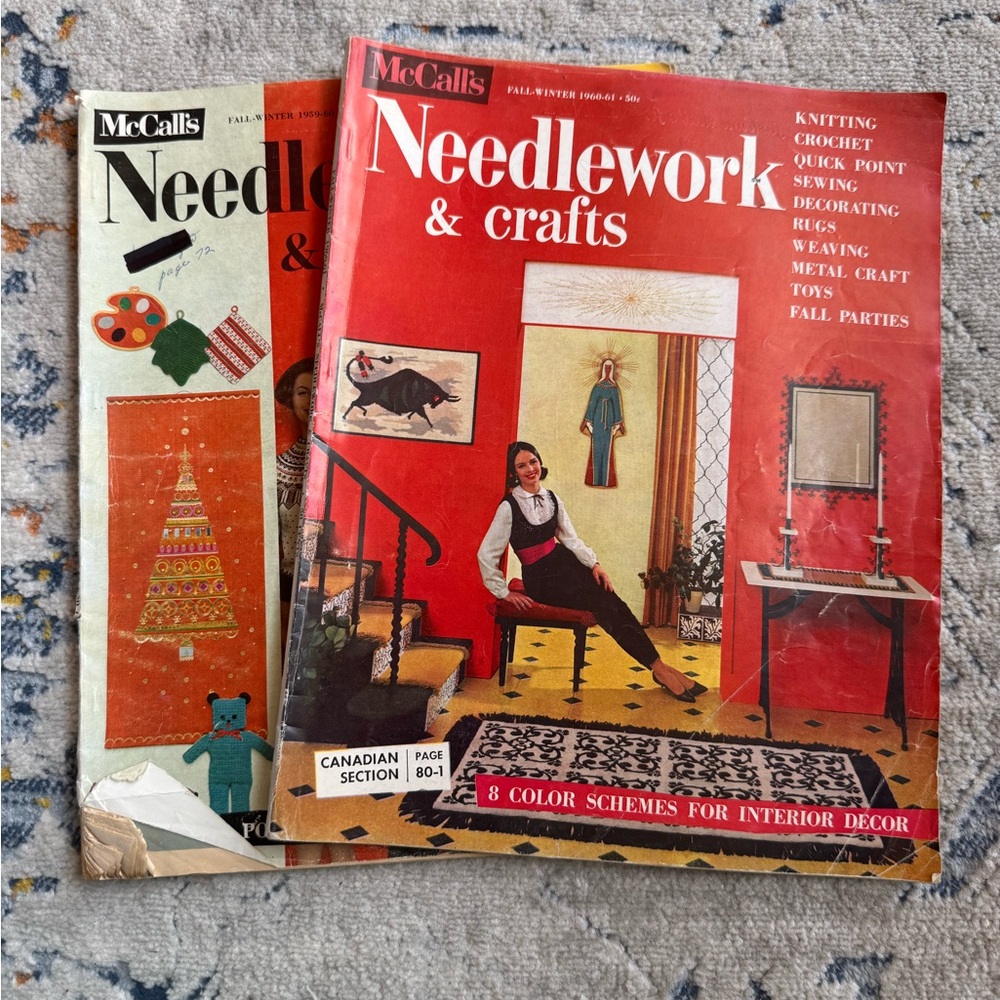 🫟3/$25🫟 2 Mccall’s Needlework & Crafts Mid-century modern magazine.